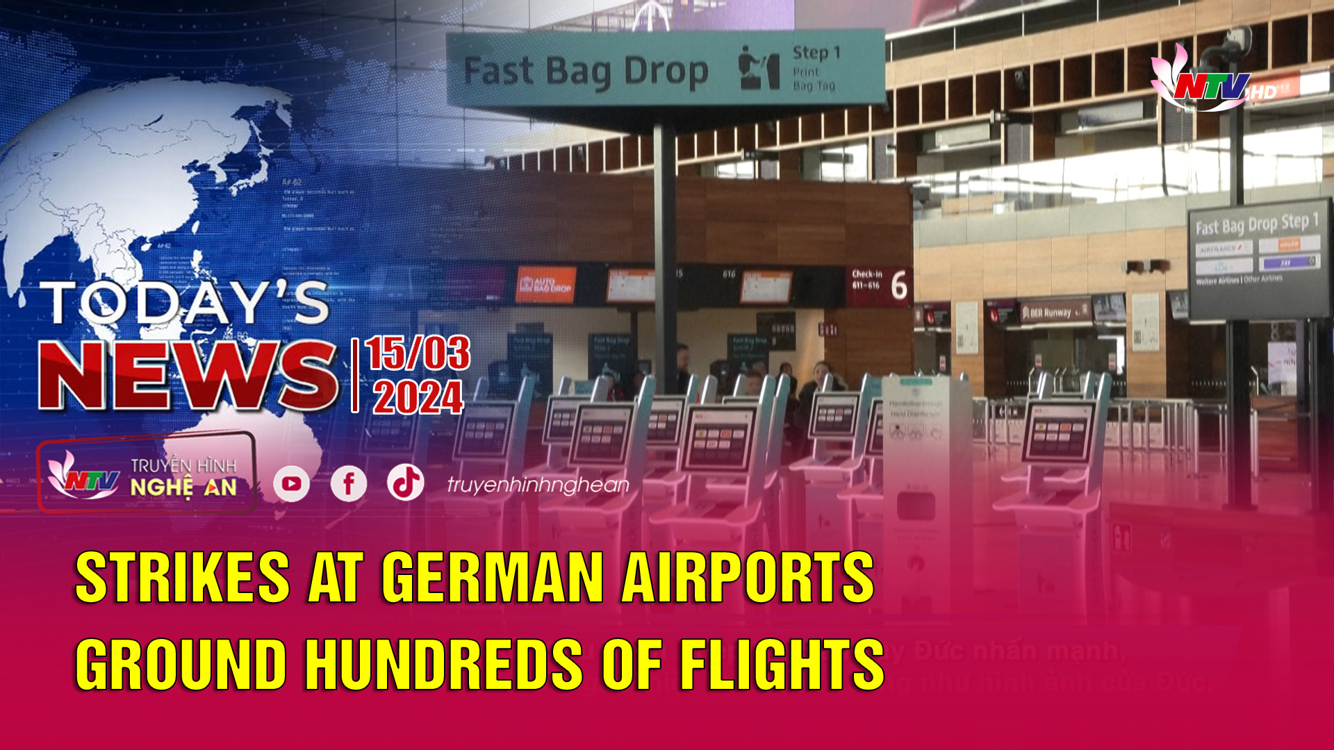 Today's News 15/03/2024: Strikes at German airports ground hundreds of flights