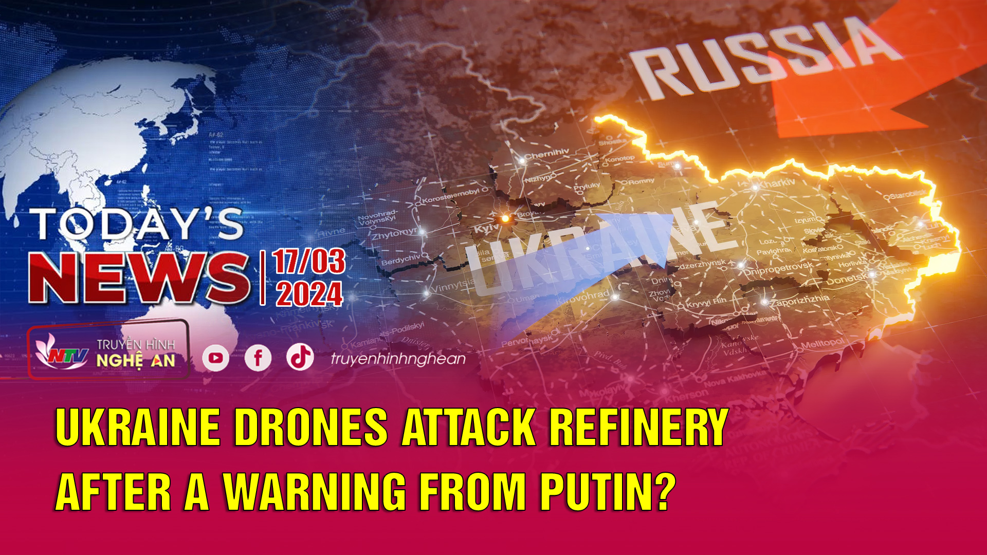Today's News 17/3/2024: Ukraine Drones Attack Refinery after a warning from Putin?