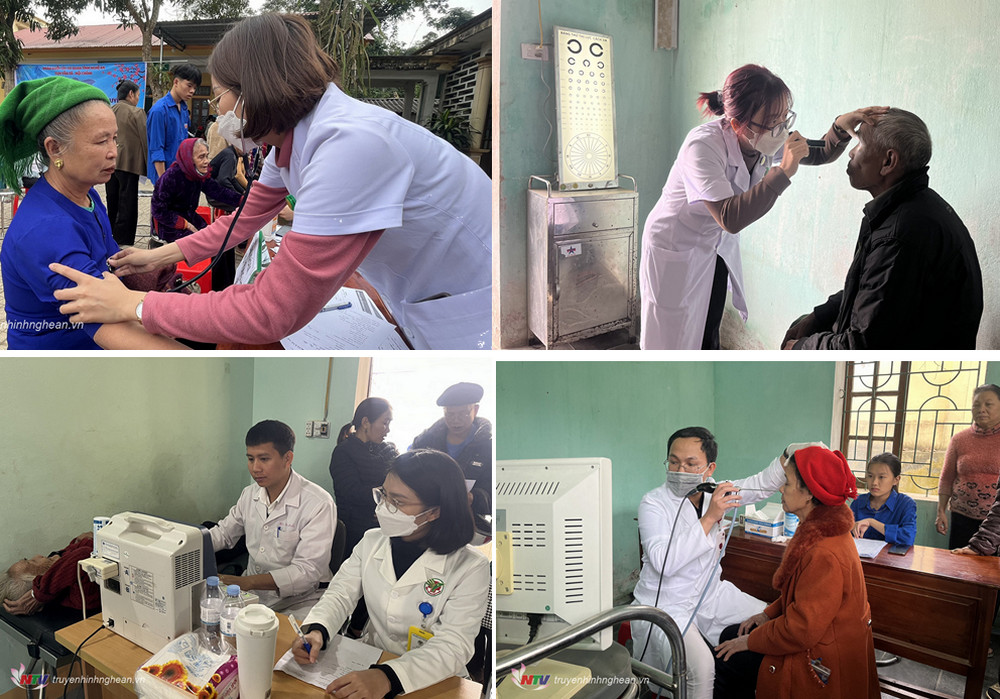 Khám, chẩn đoán và kê đơn, cấp thuốc cho người dân xã Châu Phong. 