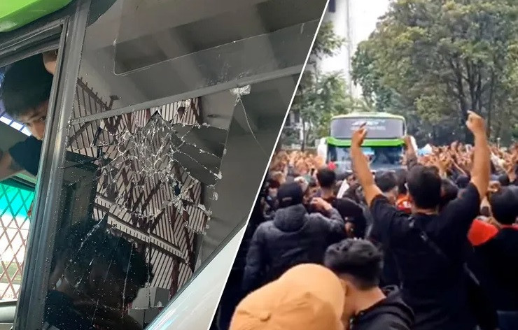 Xe buýt chở đội Thái Lan bị CĐV Indonesia tấn công hôm 29/12/2022