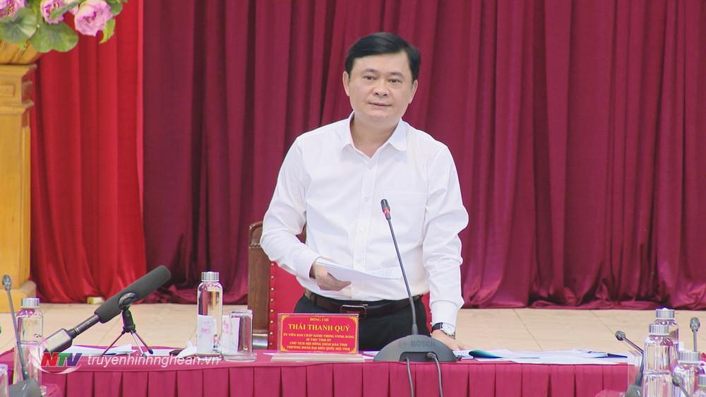 Bí thư Tỉnh ủy Thái Thanh Quý phát biểu kết luận cuộc họp.