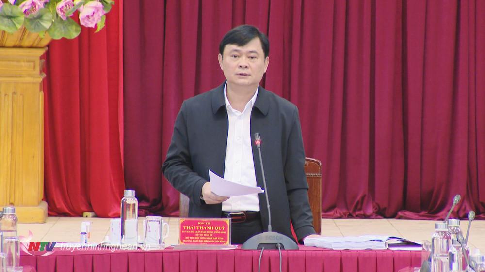 Bí thư Tỉnh ủy Thái Thanh Quý phát biểu kết luận nội dung kiểm điểm tập thể Ban Thường vụ Tỉnh ủy năm 2023. 