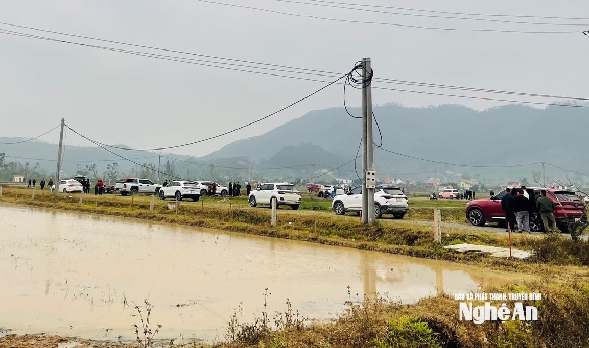 Môi giới và khách mua đất đổ về từ khắp nơi ở xã Đại Huệ. Ảnh: V.T