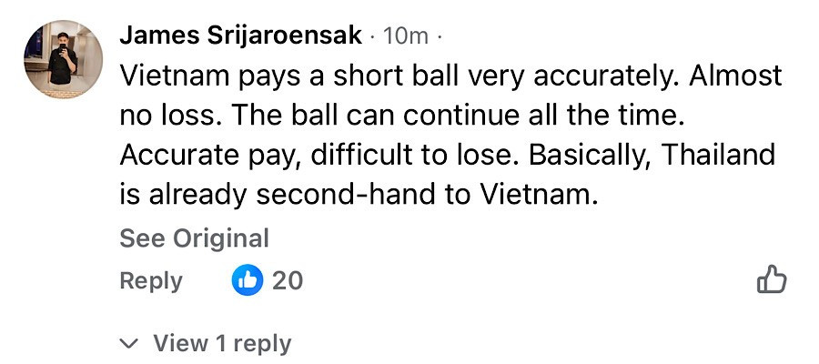 Một trong rất nhiều bình luận tán dương U23 Việt Nam