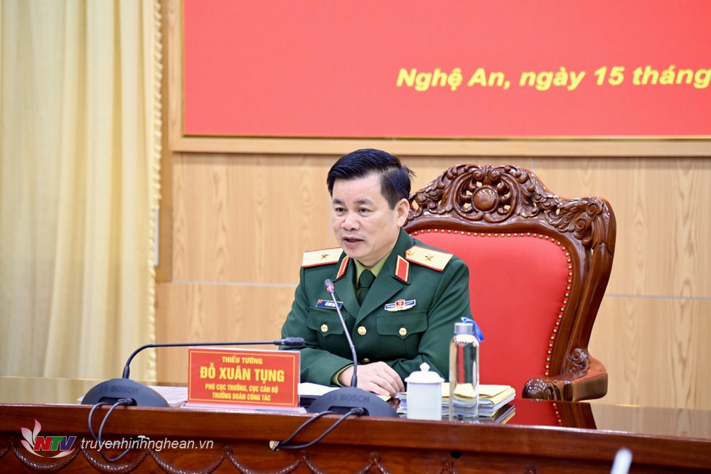 Thiếu tướng Đỗ Xuân Tụng, Phó Cục trưởng Cục Cán bộ, Tổng cục Chính trị QĐND Việt Nam kết luận kiểm tra công tác cán bộ tại BĐBP tỉnh Nghệ An