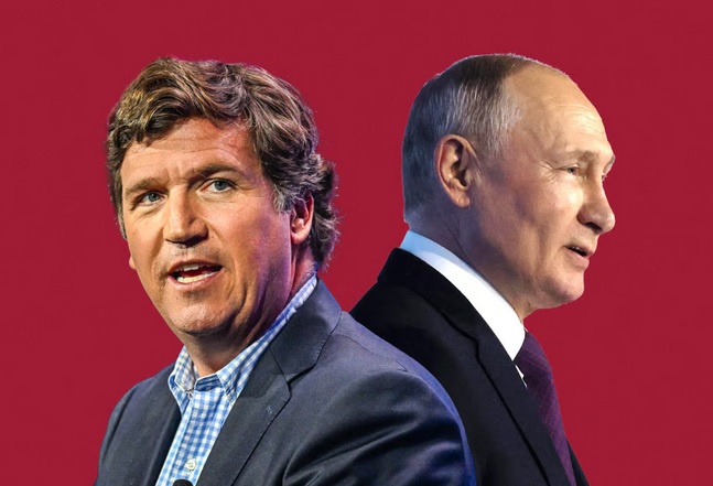 Ông Carlson (trái) và Tổng thống Nga Putin. Ảnh: Getty Images