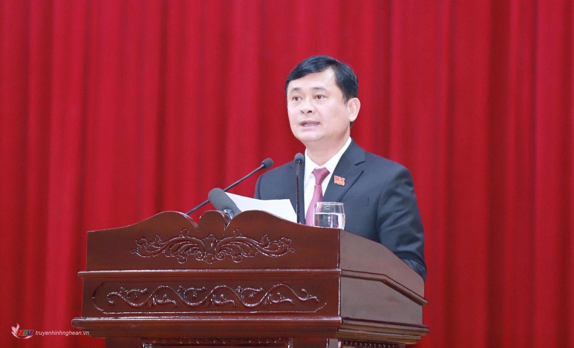 Bí thư Tỉnh ủy Thái Thanh Quý - Chủ tịch HĐND tỉnh Nghệ An phát biểu bế mạc kỳ họp.