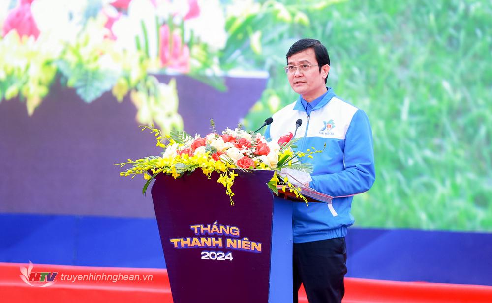 Đồng chí Bùi Quang Huy - Bí thư thứ nhất Ban Chấp hành Trung ương Đoàn TNCS Hồ Chí Minh phát động Tết trồng cây “Đời đời nhớ ơn Bác Hồ” và Khởi động Tháng Thanh niên năm 2024. 