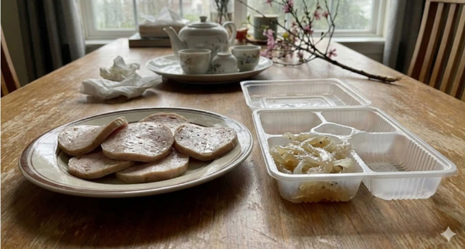 Nếu thực phẩm hỏng, thức ăn biến đổi màu sắc hoặc có mùi vị lạ thì tuyệt đối không nên ăn. Ảnh minh họa AI