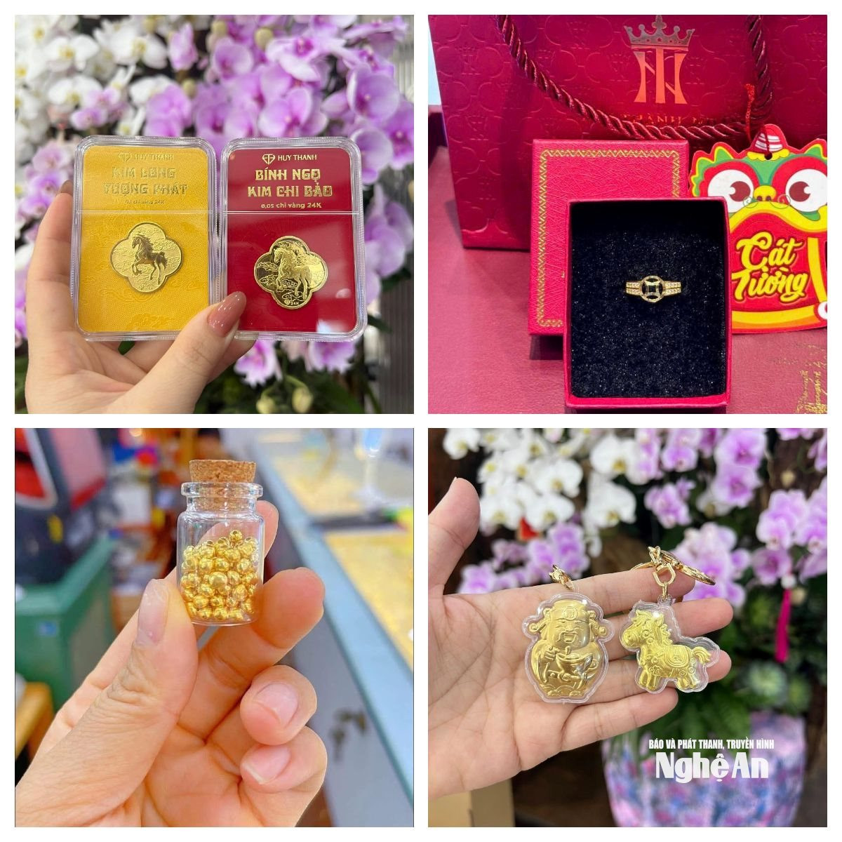 Đa dạng mẫu mã phục vụ khách mua vàng lấy may trong ngày vía Thần Tài. Ảnh: T.P