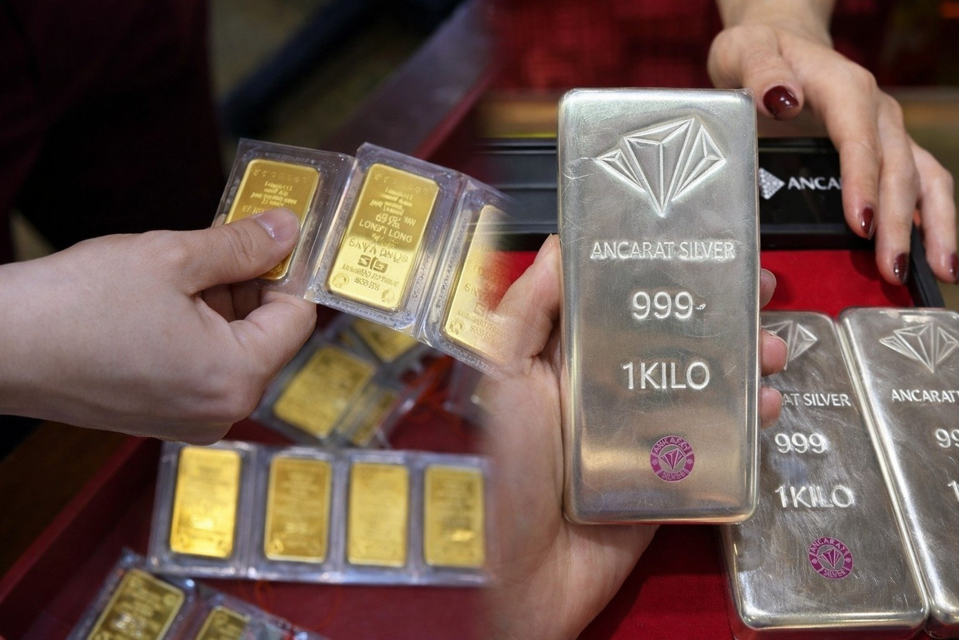 Giá vàng bạc tiếp đà giảm theo giá thế giới.
