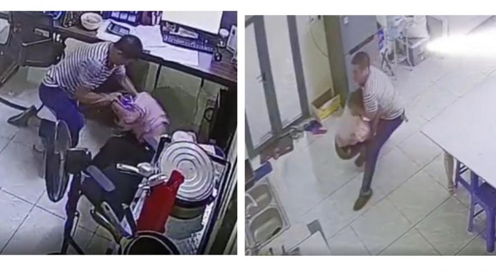 Cảnh nữ kế toán bị giám đốc hành hung, kéo vào nhà vệ sinh (ảnh cắt từ video).
