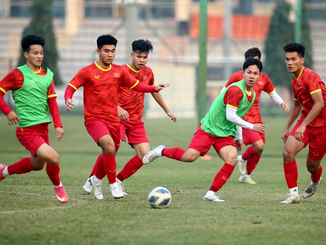 Đội tuyển U20 Việt Nam trong một buổi tập luyện.