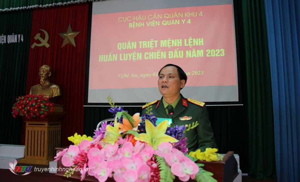 Đại tá Trần Văn Hội - Chính ủy Bệnh viện Quân y 4 Quán triệt các Nghị quyết, chỉ thị huấn luyện năm 2023