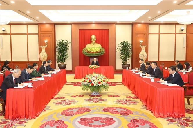 Toàn cảnh buổi điện đàm cấp cao giữa Tổng Bí thư Nguyễn Phú Trọng với Tổng thống Hoa Kỳ Joe Biden.