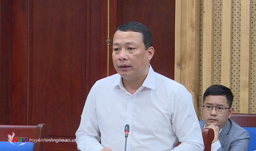 Giám đốc Sở Kế hoạch và Đầu tư Phạm Hồng Quang báo cáo tại cuộc họp.