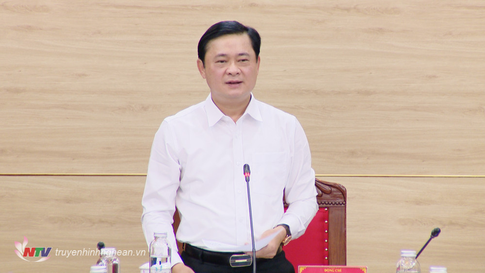 Bí thư Tỉnh ủy Nghệ An Thái Thanh Quý phát biểu kết luận cuộc làm việc. 