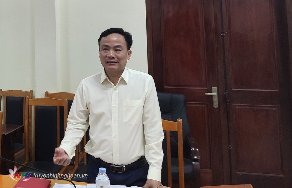Chủ tịch UBND huyện Đinh Hồng Vinh phát biểu tại cuộc làm việc.