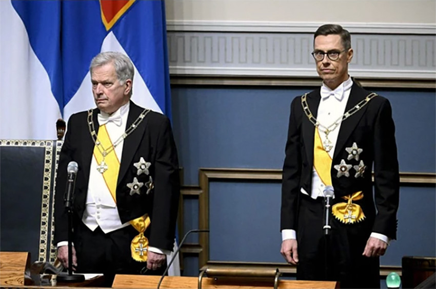 Ông Stubb (phải) tại lễ tuyên thệ nhậm chức Tổng thống Phần Lan ngày 1/3. Ảnh: Financial Post