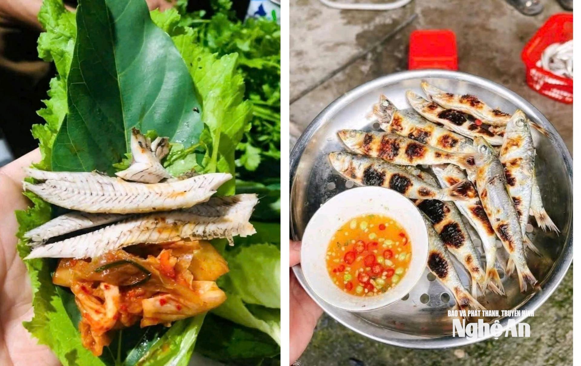 Cá trích nướng được ăn kèm cùng với các loại rau, bún. Ảnh: Q.A