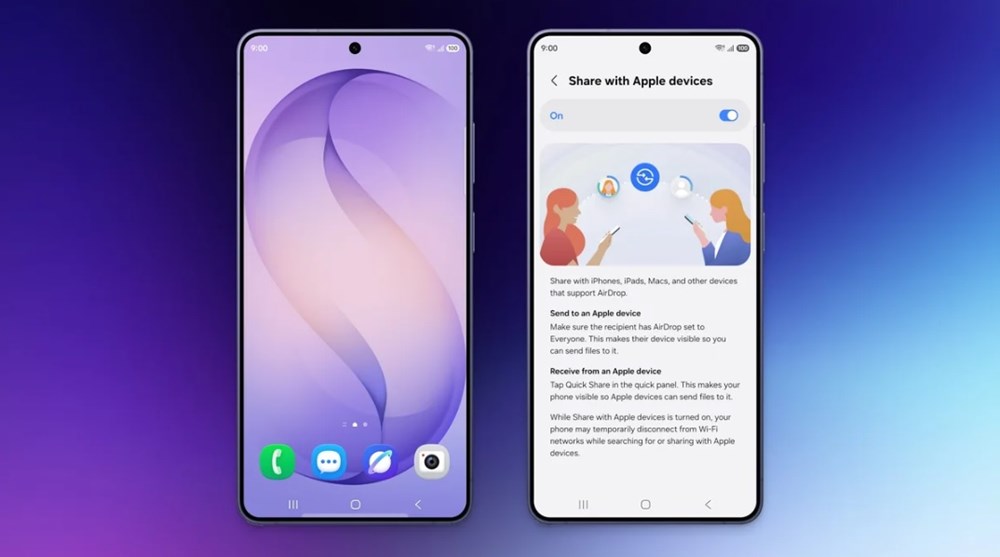 Tính năng Chia sẻ với thiết bị Apple mới của Samsung - Nguồn ảnh: Phone Arena