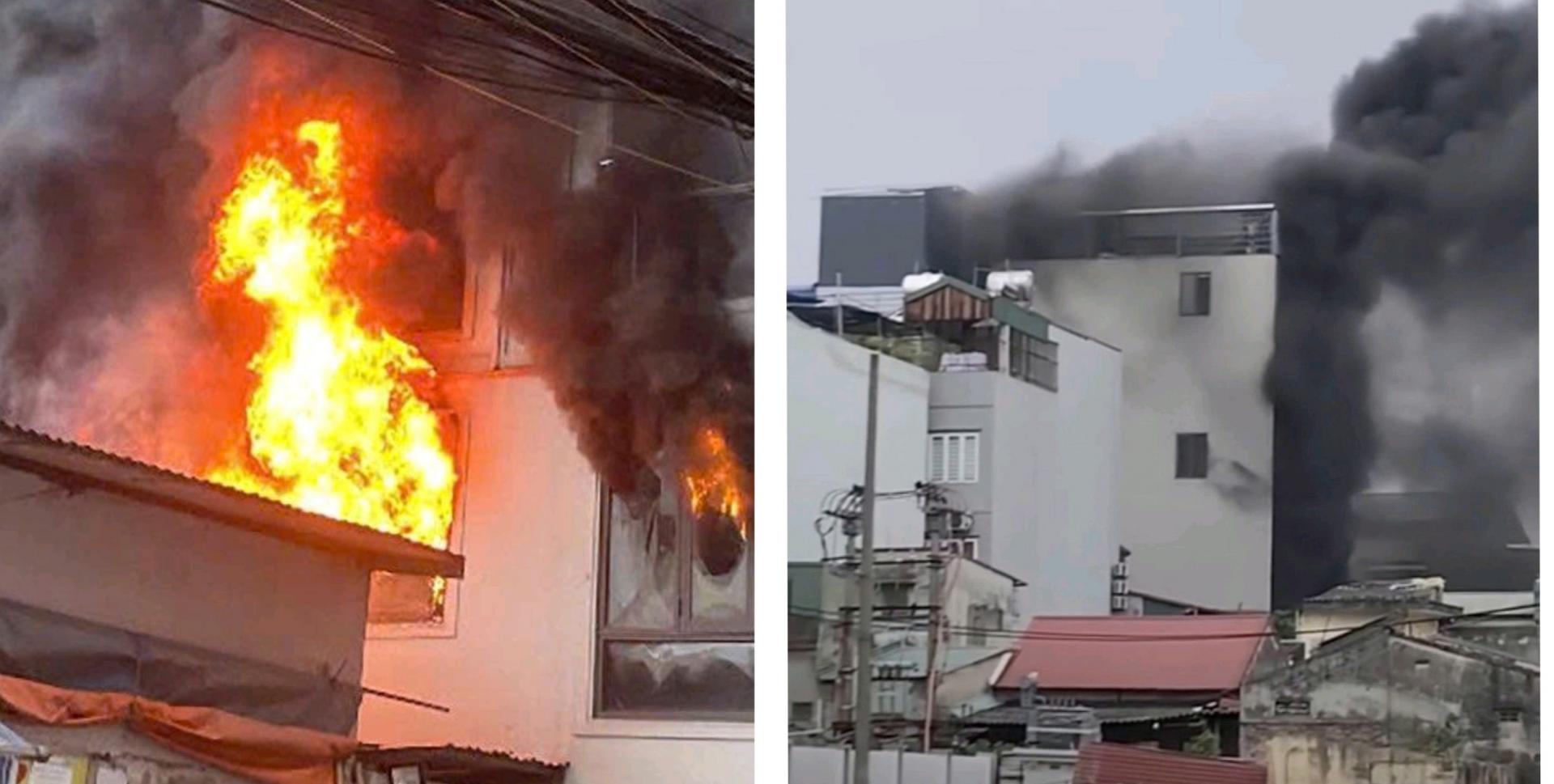 Hiện trường vụ cháy tại Hà Nội chiều 24/3. Ảnh: P.V