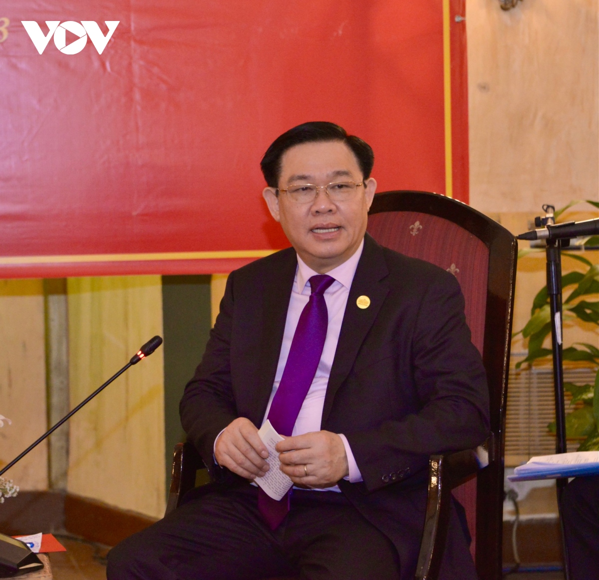 Chủ tịch Quốc hội Vương Đình Huệ phát biểu tại cuộc gặp