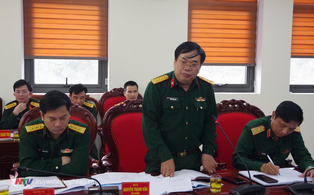 Đại tá Nguyễn Thanh Vân - Cục trưởng Cục Hậu cần phát biểu