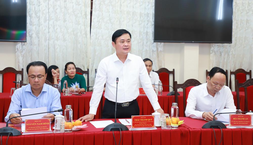 Bí thư Tỉnh ủy Nghệ An Thái Thanh Quý phát biểu tại cuộc làm việc. 