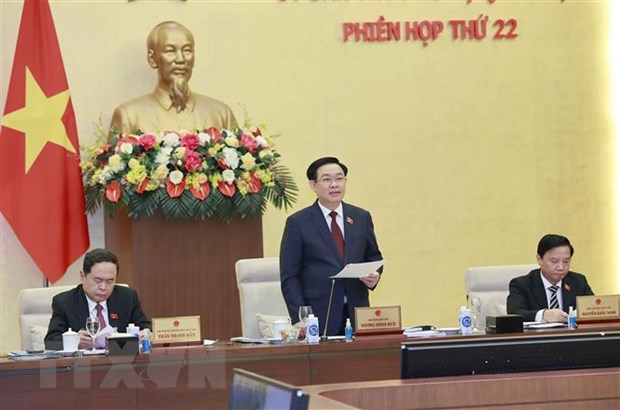 Chủ tịch Quốc hội Vương Đình Huệ phát biểu khai mạc Phiên họp thứ 22 Ủy ban Thường vụ Quốc hội. 