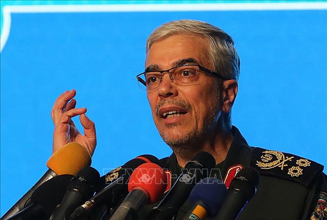Tham mưu trưởng Lực lượng Vũ trang Iran Mohammad Bagheri phát biểu tại một hội nghị ở Tehran ngày 23/2/2023. Ảnh (tư liệu): AFP/TTXVN