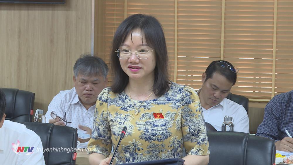 Đồng chí Thái Thị An Chung - Phó trưởng đoàn ĐBQH tỉnh phát biểu kết luận cuộc làm việc.