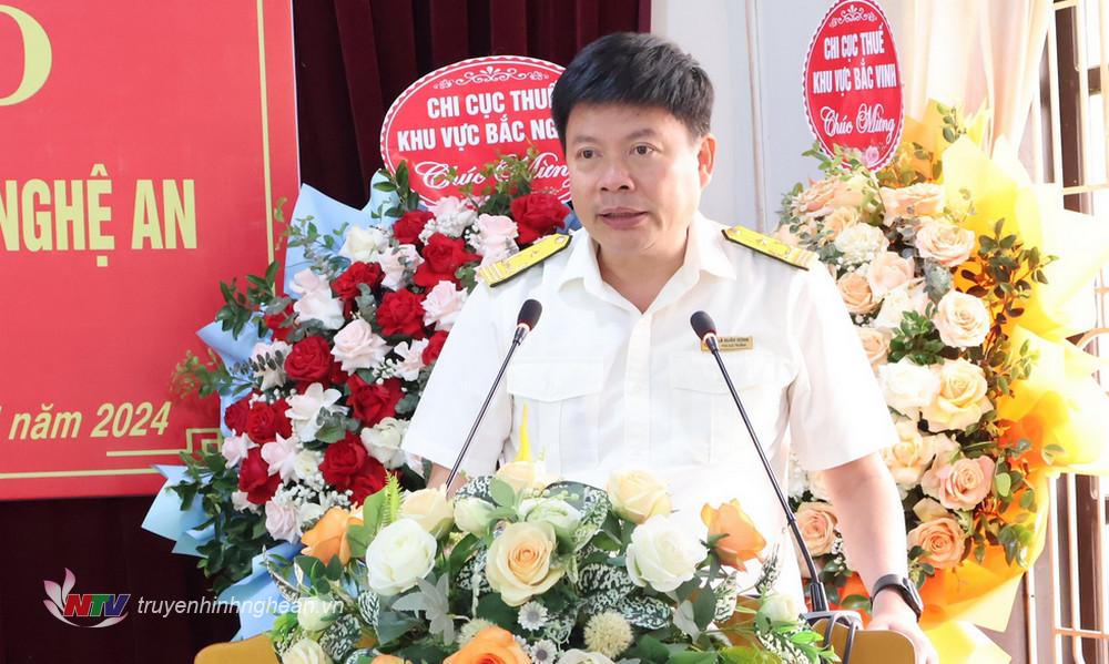 Đồng chí Lê Quốc Dũng, Phó Cục trưởng Cục Thuế tỉnh phát biểu tại buổi lễ.