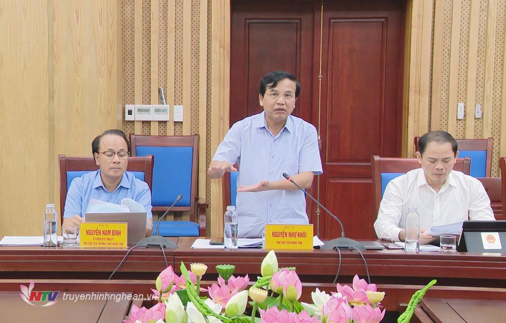 Phó Chủ tịch UBND tỉnh Nguyễn Như Khôi phát biểu tại buổi làm việc.