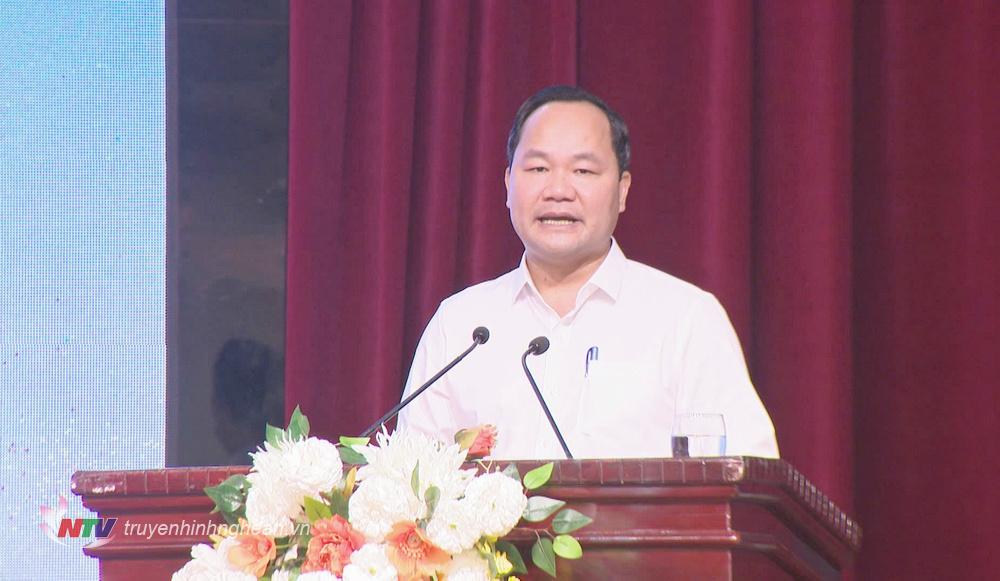 Giám đốc Sở Nông nghiệp và Môi trường Hoàng Quốc Việt phát biểu tại hội nghị.