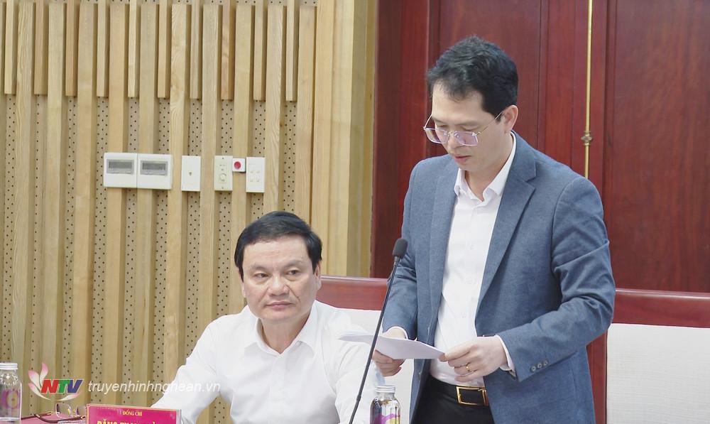 Giám đốc Sở Tài chính Trịnh Thanh Hải phát biểu tại phiên họp thường kỳ tháng 3/2025 của UBND tỉnh Nghệ An.