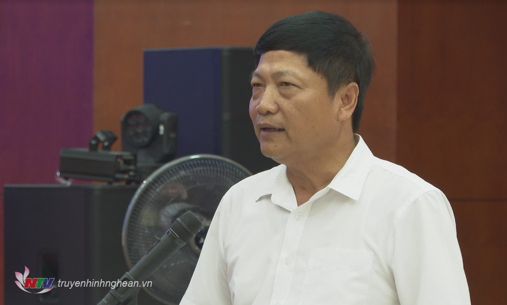 Đồng chí Bành Hồng Hiển - Giám đốc Công ty Điện lực Nghệ An phát biểu tại hội nghị.