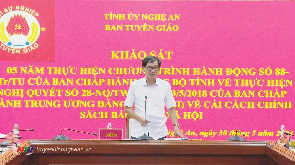 Phó trưởng Ban Tuyên giáo Tỉnh uỷ Võ Văn Dũng phát biểu kết luận buổi làm việc.