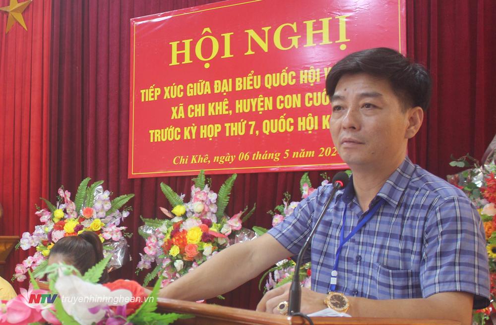 Phó Chủ tịch UBND huyện Con Cuông Phạm Trọng Bình phát biểu tại hội nghị.