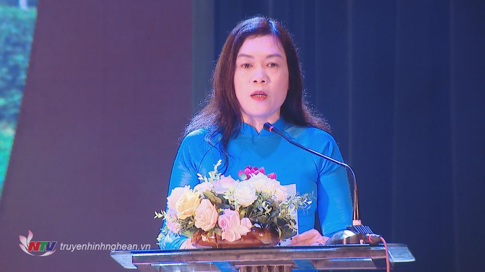Bà Quách Thị Cường – Phó Giám đốc Sở Văn hóa và Thể thao phát biểu khai mạc 
