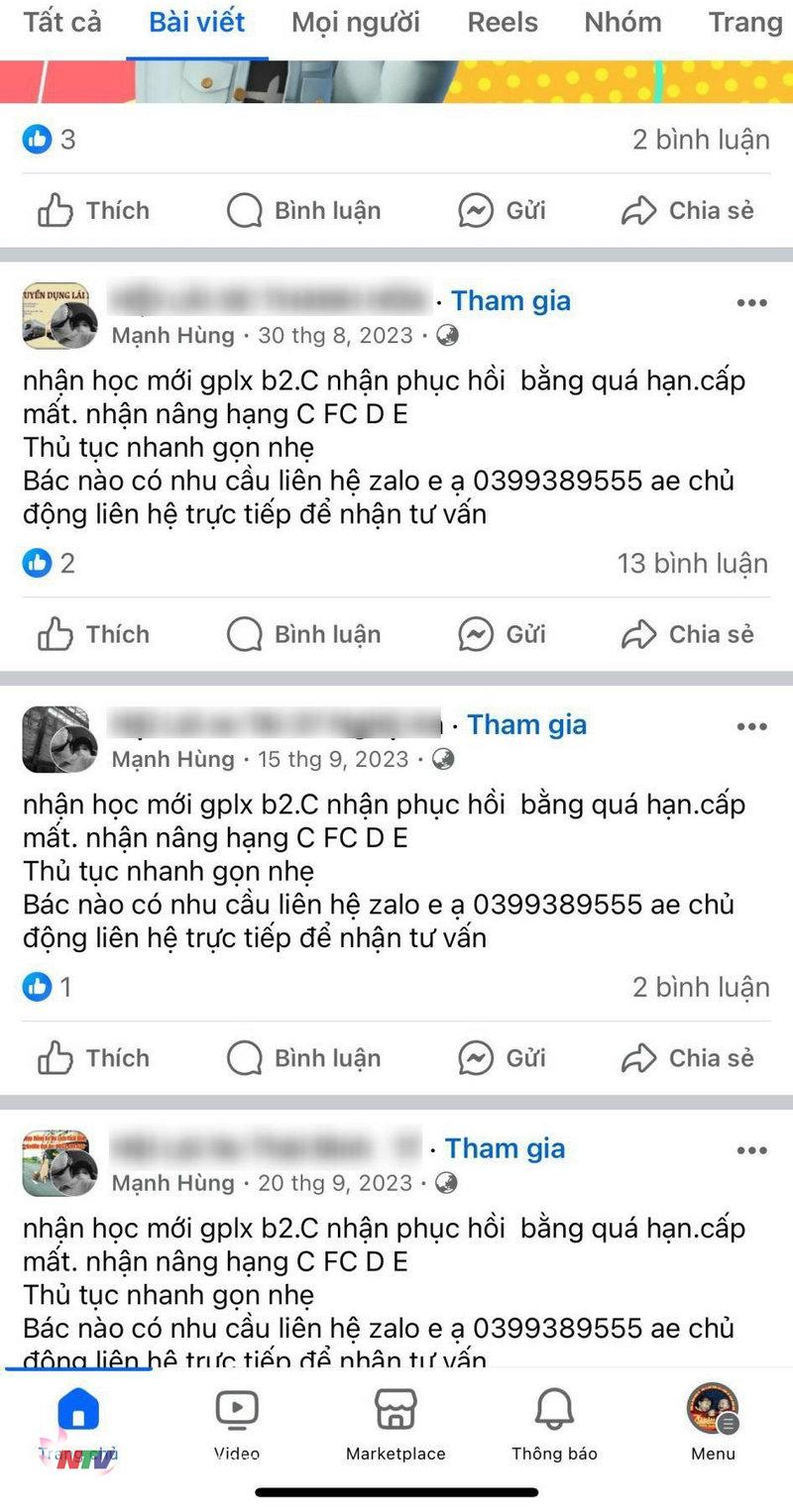 Các bài viết đối tượng Hùng đăng tải lên mạng xã hội để lừa đảo chiếm đoạt tài sản. Ảnh chụp màn hình