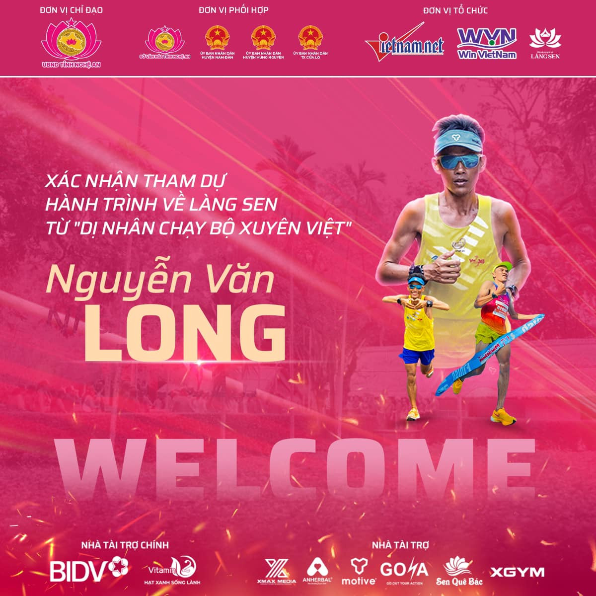 BTC chào mừng VĐV Nguyễn Văn Long