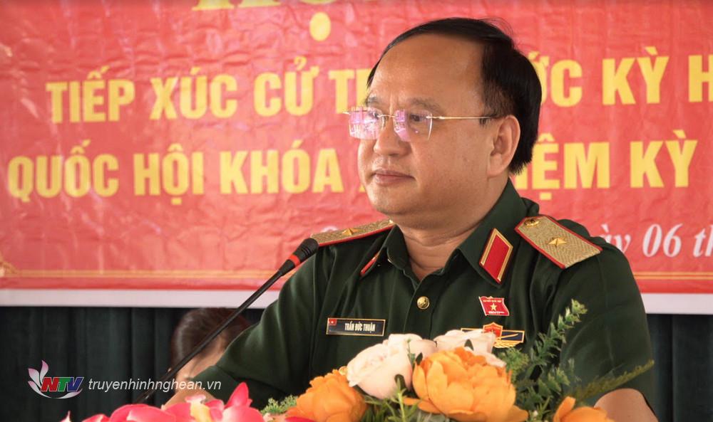 Ông Trần Đức Thuận - Uỷ viên Thường trực Uỷ ban Quốc phòng  và An ninh Quốc hội phát biểu tại hội nghị.