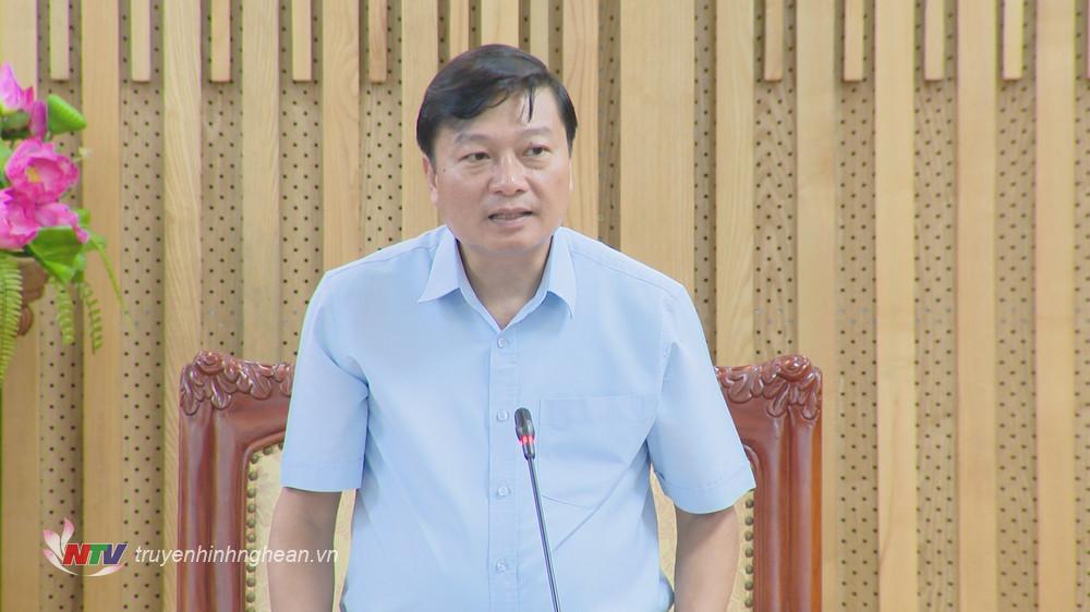 Phó Chủ tịch Thường trực UBND tỉnh Lê Hồng Vinh phát biểu tại buổi làm việc.