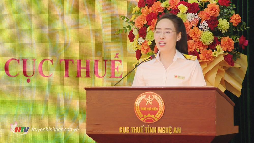 Tân Phó Cục trưởng Cục Thuế tỉnh Nguyễn Thị Thanh Vỹ phát biểu nhận nhiệm vụ