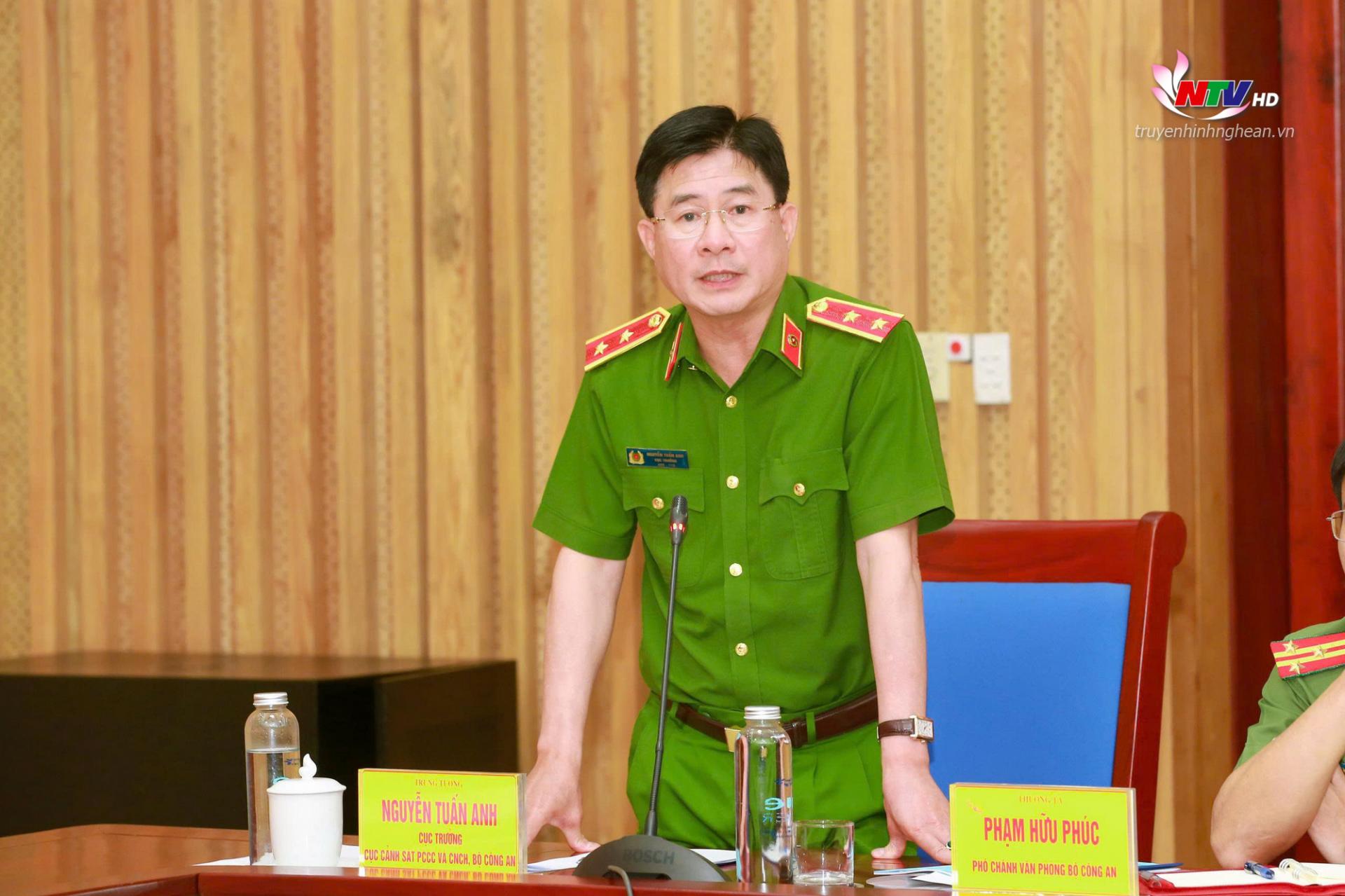 cTrung tướng Nguyễn Tuấn Anh, Cục trưởng Cục Cảnh sát PCCC&CNCH - Bộ Công an phát biểu tại Hội nghị.j