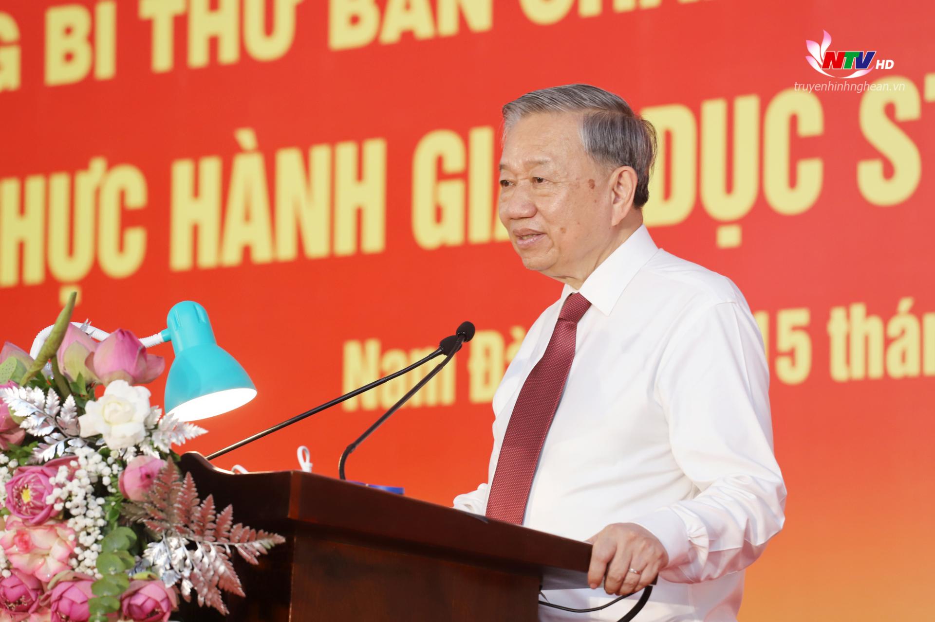 Đồng chí Tổng Bí thư Tô Lâm phát biểu tại buổi lễ.