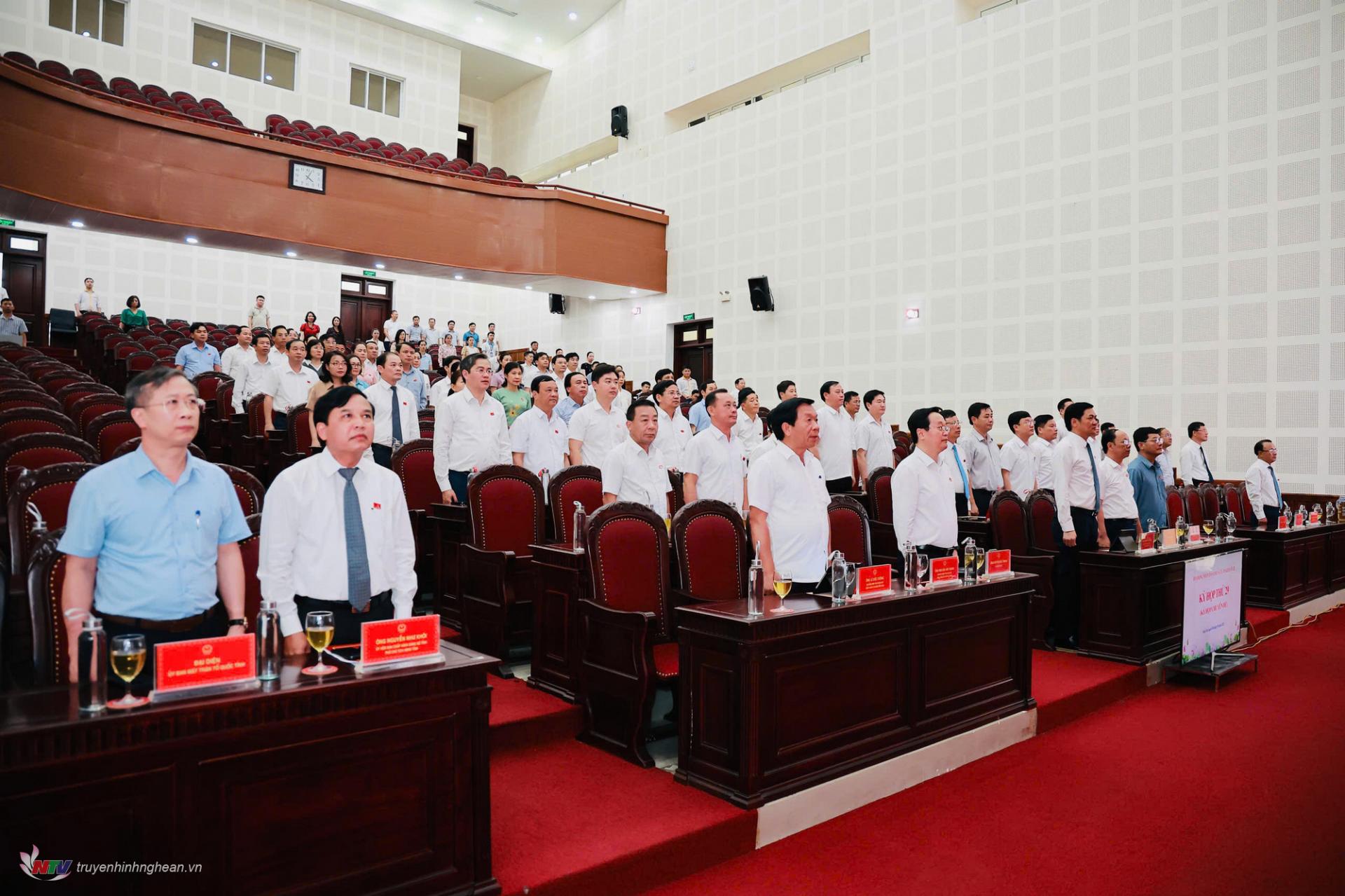 Các đại biểu thực hiện nghi thức chào cờ.