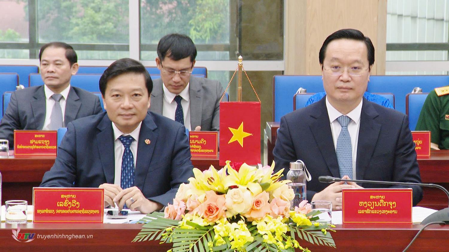 Bí thư Tỉnh uỷ Nguyễn Đức Trung và Chủ tịch UBND tỉnh Lê Hồng Vinh tham dự buổi làm việc.