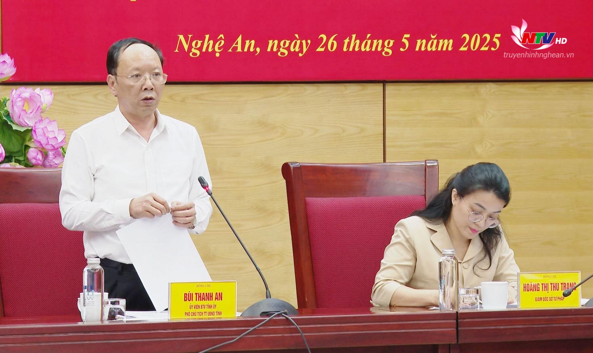 Phó Chủ tịch Thường trực UBND tỉnh Bùi Thanh An phát biểu tại hội nghị.